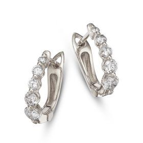 Ancona White Gold Graduated Diamond Huggie Earrings
