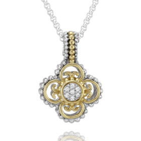 Moiré Beaded Diamond Pendant in Gold & Silver