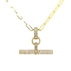 Ancona Yellow Gold Diamond T-Bar Pendant