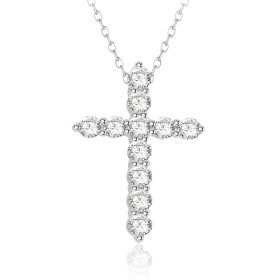 Diamond Cross Necklace with Cable Link Chain