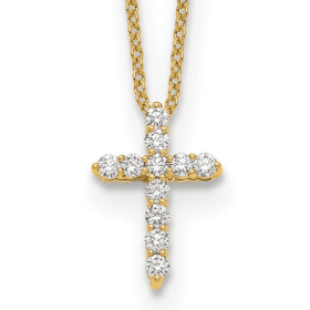 Ancona Yellow Gold Diamond Cross Necklace