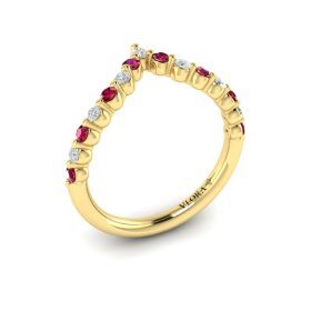 Diamond and Ruby Chevron Ring