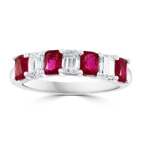 Ancona White Gold Ruby & Diamond Alternating Band