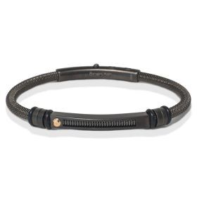 Borsari Stainless Steel Black Wire Open Bar Bracelet